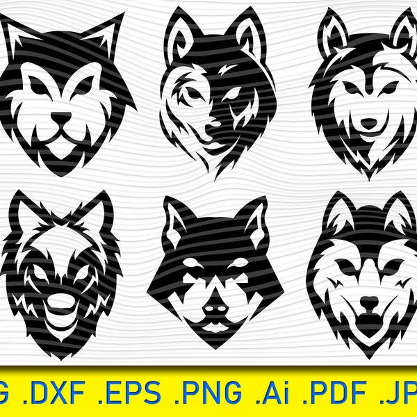 Wolf Bolt Emblem, Wolf Ethnic Style, svg wolf, Boho svg, animal svg, dog svg, Mandala, file for cricut, Two designs of ethnic wolves, Vector