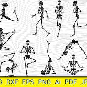Skeleton Poses SVG: Halloween Cut Files for Cricut, Silhouette