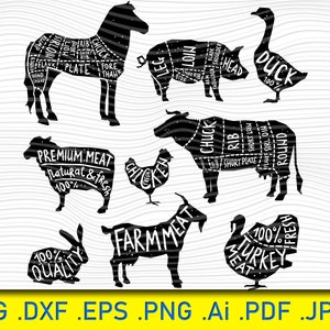 Farm animals silhouette typographics, Farm Animals Silhouette Vector Set, Zoo animals svg bundle, zoo animals clipart, zoo svg, animals svg