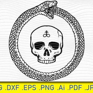 Ouroboros, Caveira, Vida selvagem, Cobras, Cobra Sonserina svg, Silhueta de cobra, Arquivo de corte, geometria de cobra espiritual, Arquivo de corte SVG, Para silhueta