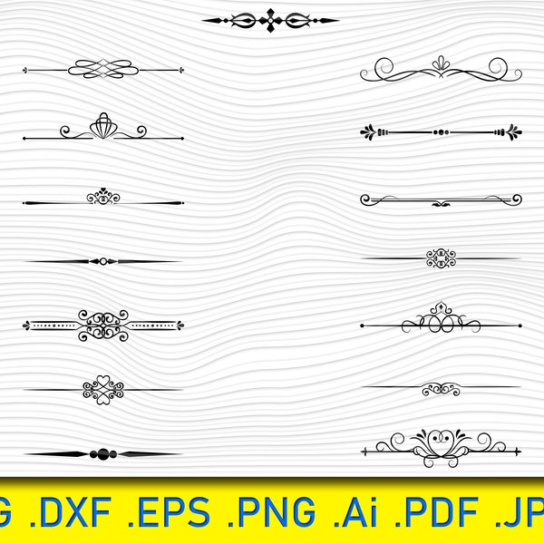 15 Séparateurs de texte Svg Bundle, Divider svg fichier, Mariage svg, Flourish svg, Séparateurs de texte svg, Amour svg, Divider cricut, Divider fichier de coupe