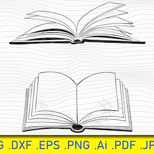 Open boek svg, boek svg bundel, boek clipart, lezen svg, terug naar school svg, gastenboek svg, leraar svg, bibliotheek svg, sticker, stencil, png