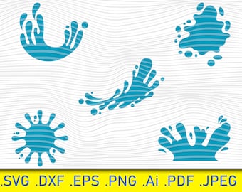 Clipart SVG de salpicaduras de agua: archivos de corte de ondas (descarga digital)