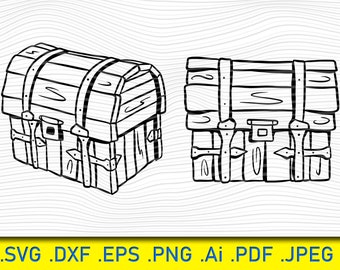 Pirate Treasure Chest SVG: Silhouette Cut File Clipart (Digital Download)