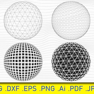 Spheres collection, Sphere Optic Illusion Stencil Model Image design print Digital Download ClipArt Graphic  Vector SVG PNG DXF