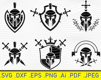 Emblema de caballero SVG: escudo de armas, logotipo de escudo familiar (archivos digitales)