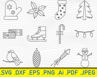 12 Christmas doodle, Christmas graphics, Hand drawn Christmas clipart, Doodle clipart Christmas elements svg Commercial Use,  christmas icon