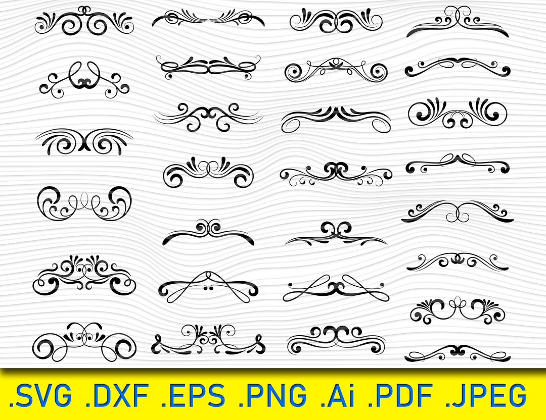 28 Calligraphy Swirls, Swirl SVG Bundle Flourish SVG Bundle Stroke Svg