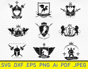 Emblema de escudo heráldico SVG, escudo de armas de caballero (archivos digitales)