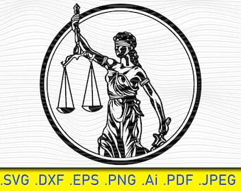 Lady Justice SVG: Imágenes prediseñadas del juzgado, elementos de defensa (archivos digitales)