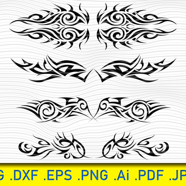 Tribal Tattoo SVG, Tribal Swirl Art svg, svg For Cricut , Cutting File Silhouette Cameo ,Digital Download, svg PNG DXF Files, Ethnic Tribal