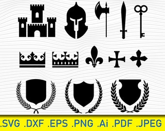 Medieval Heraldry SVG: Knight Shield, Coat of Arms Emblems (Digital File)