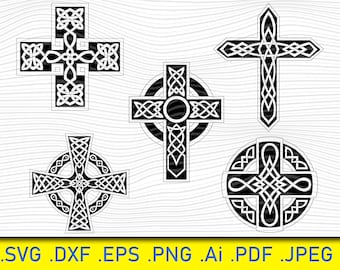 Paquete SVG de cruz celta: archivos vectoriales de corte de nudo irlandés (descarga digital)