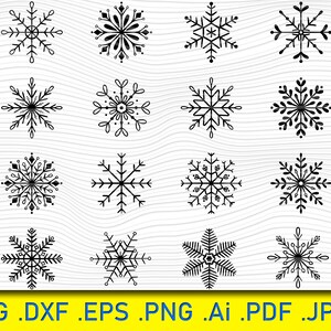 16 Snowflake svg, christmas svg winter snow clipart png, Silhouette Cut File, Flake Winter svg, Christmas svg, Winter svg, Christmas, vector