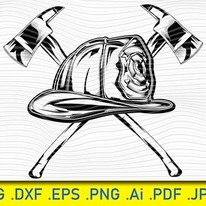 Casco equipaggiamento pompiere con due asce, pompiere Svg, pompiere svg, dipartimento dei vigili del fuoco svg, adoro i vigili del fuoco svg, soccorso antincendio svg, vettore