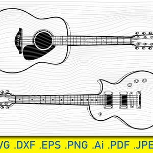 Clipart vettoriali di chitarra: chitarra acustica ed elettrica SVG PNG EPS