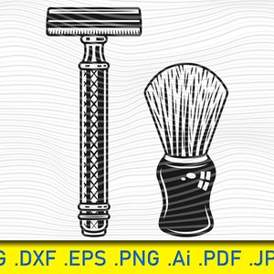 Edged Razor, Shaving Brush, Razor SVG, Straight Razor, Shaving Svg, Razor Clipart, Razor Files for Cricut, Razor Cut Files For Silhouette