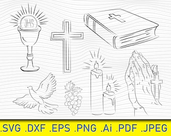 Paquete SVG de cruz: Primera Comunión, Bautismo, Bautizo (Archivos digitales)
