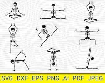 Kung-fu Skeletons, Yoga Skeletons, Human Pose, Anatomy Body, Comic Svg, Healthy Svg, Fitness Svg, Skeleton Svg, Skeleton Svg Bundle, Dancing