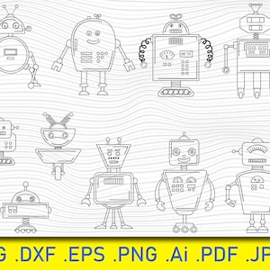 Robot SVG Bundle, Robot SVG, Robot Clipart, Robot Cut Files For Silhouette, Robot Files, Cricut, Vector, Robots Svg, Dxf, Png, Eps, Clip Art