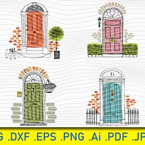 Deur SVG-bundel, deur SVG, clipart, deur gesneden bestanden voor silhouet, bestanden voor Cricut, deur Vector, open deur Svg, dxf, deur png, eps, ontwerp