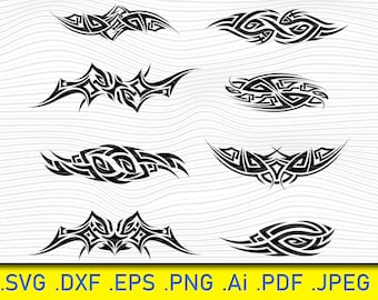 Tribal Tattoo SVG: Swirl Art Cut Files for Cricut, Silhouette (Digital Download)