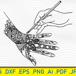 Mehndi Svg File, Mehndi flower svg, Henna drawing svg, Flower mehndi svg, Henna tattoo svg, Mehndi clipart, Henna template, Svg cutting file