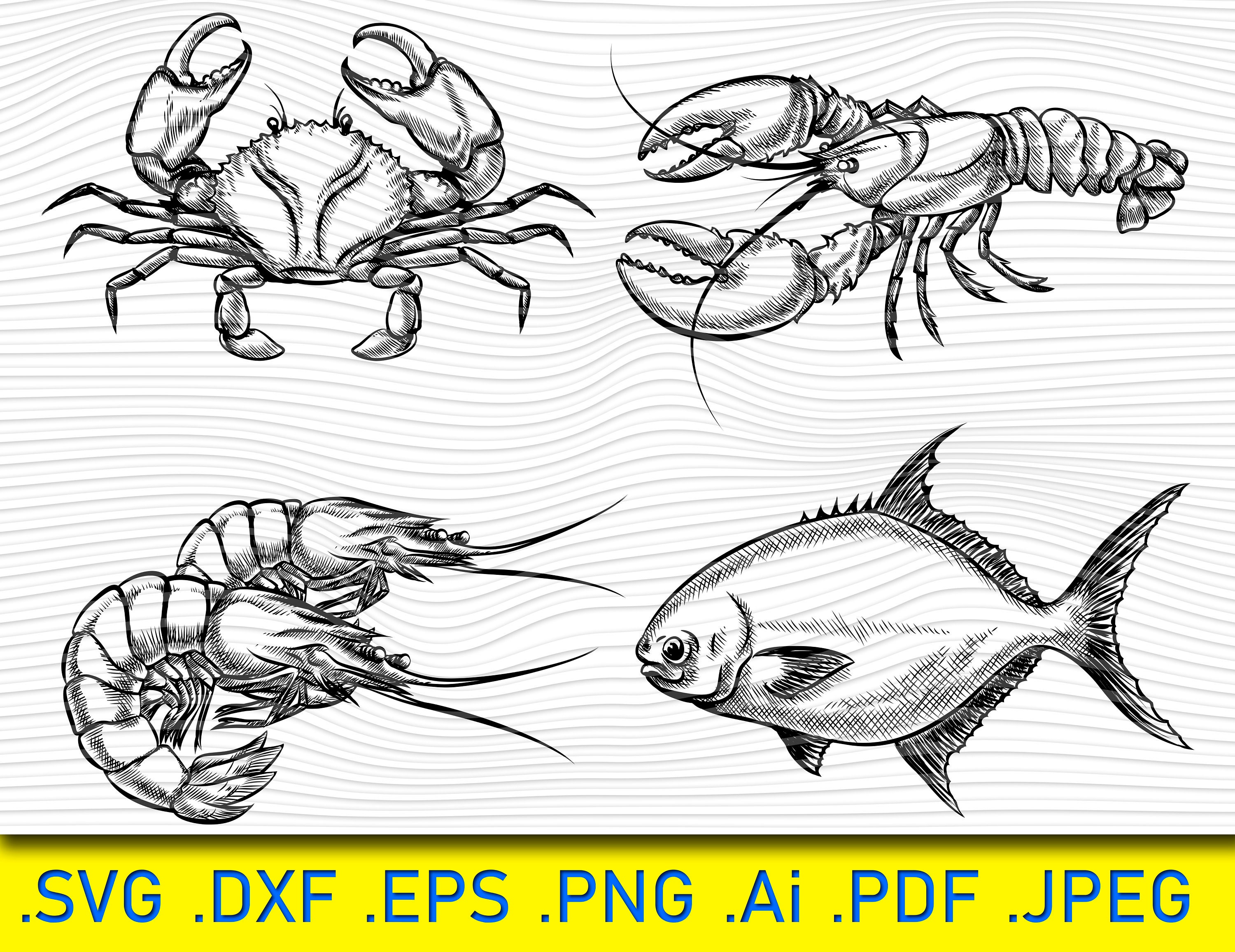 Materials Card Making & Stationery SHELLFISH CLIPART SVG Bundle