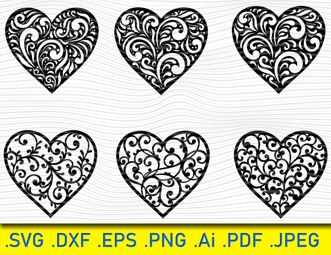 Heart Svg, Zentangle Heart Svg, Floral Heart, Valentine Svg, Love Svg ...