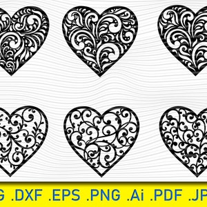 Cuore svg, Cuore Zentangle svg, Cuore floreale, San Valentino svg, Amore svg, Cuore in pizzo SVG, Cuore Mandala, Cuore Zentangle svg, Mandala Cuore svg