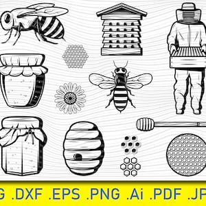 BIJ SVG, honing svg, bijenkoningin svg, bij clipart, hommel svg, svg-bestanden voor de cricut, bij silhouet, bijen SVG-bundel, vinyl gesneden bestanden, png