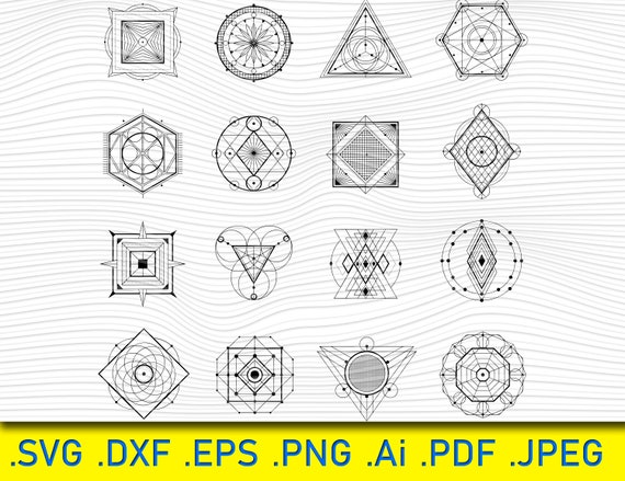 Heilige Geometrie Set Heilige Symbole Svg Silhouette Vektor Etsy
