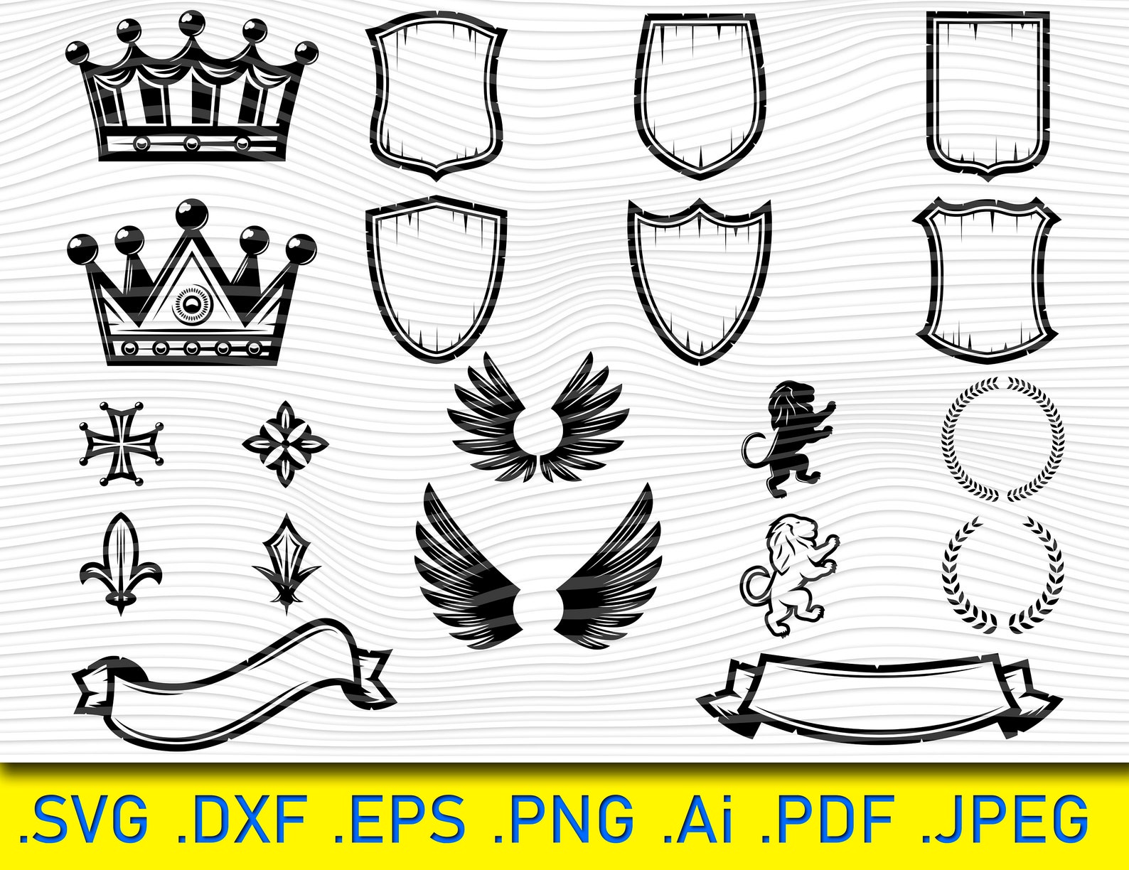 20 Heraldic Elements family crest Medieval emblems svg Etsy