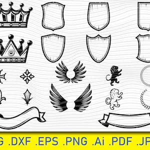 20 Heraldic Elements, family crest, Medieval emblems svg, Heraldry, Medieval shield, Heraldic emblems, Knight&#39;s shield, coat of arms, Cricut
