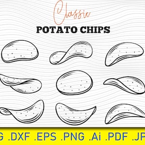 Potato Chips, Food Snack, Delicious Lunch, Meal French, Potatoe Crispy, Eat Fry Fat Fried Carbs, SVG, PNG Clipart Clipart Vector Cut Cutting