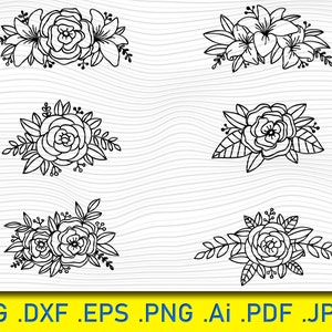 Flower bundle svg, Flower spray svg, Floral svg, Sign svg, Line drawing svg, bundle svg, Flower svg, SVG,PNG, EPS, Dxf, Download, Cricut