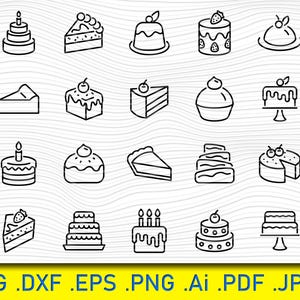 20 CAKES svg BUNDLE, cookies svg, cheescake, chocolate cake, birthday, cake silhouette, food svg,cooking svg,gastronomy svg,show,party,cakes