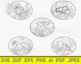Sea Animals SVG Bundle: Ocean Life Clipart (Digital Download)