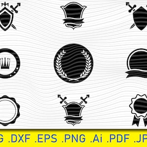 Heraldic symbols, Knight&#39;s shield, coat of arms, emblem svg, arms, knight, knight&#39;s shield, crown, family crest logo, swords and ribbon, Svg