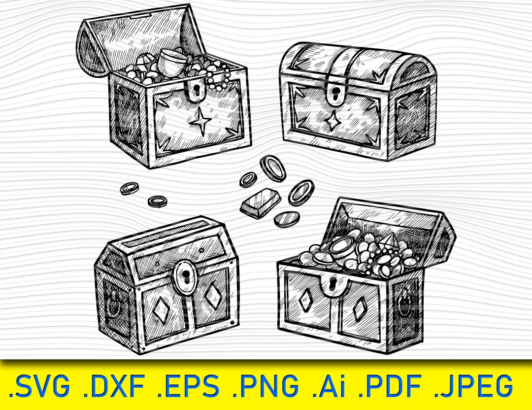 Schatztruhe SVG Bundle, Schatztruhe SVG, Schatztruhe Clipart, geschnitten E-Dateien für 