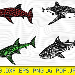 4 Sharks Sketches with different skins, blue shark svg nautical svg,ocean world, sea svg,sea animals,beast,silhouette,shark vector,water svg