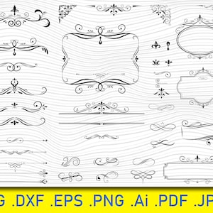 38 Linhas Ornamentais, Corbels Vetoriais, Bordas Elegantes, Download Digital SVG, Molduras e Bordas, Arquivo Cricut Cut, Clipart Png, Eps, Dxf, Vetor