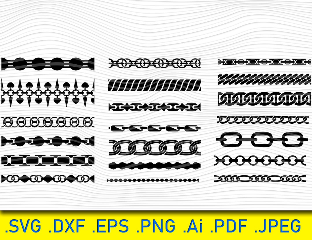 Chains Svg Bundle, Chain Silhouette Svg, Chains Clip Art, Chains Dxf ...