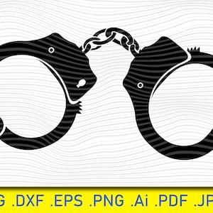 Handcuffs SVG, Handcuffs Clipart, Handcuffs Cut Files For Silhouette, Handcuffs Files for Cricut, Police Handcuffs Vector, Svg, Dxf, Png,Eps