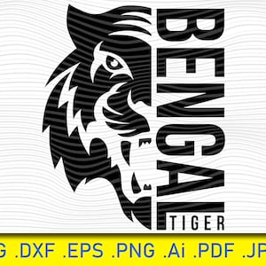 Intimidating tiger front view, Tiger Head SVG, tiger clipart, tiger silhouette, tiger head svg, tiger face svg, vector, Wild Animal Face,Svg