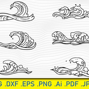 Wave SVG Bundle, Wave SVG, Wave Clipart, Wave Cut Files For Silhouette, Files for Cricut, Wave Vector, Ocean Waves Svg, Dxf, Png, Wave
