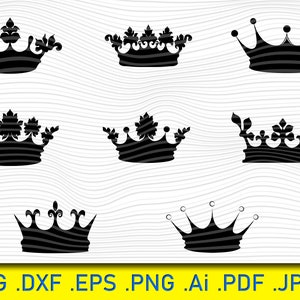 Crown SVG, Crown Clipart, Tiara Svg, Princess Tiara Svg, King Crown, Crown Silhouette,PNG, Dxf, Eps, Crown Vector, Cricut, Monogram clipart