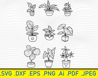 Potted Plant SVG Collection: Houseplant Clipart, Gardening Cricut (Digital Download)