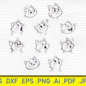 Cat Face Svg, Kitten Svg, Cat Mustache Svg, Cute cat muzzle Svg, Cat Portrait Svg, Emotion cat Svg, Cat lovers Svg, Funny pet Png, Eps, Dxf