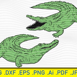 Krokodil SVG, Alligator SVG, Krokodil Clipart, Krokodil-Dateien für Cricut, Krokodil Schnittdateien für Silhouette, Krokodil Dxf, Png, Eps svg